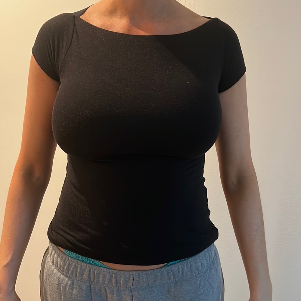 Black criss cross sexy tee